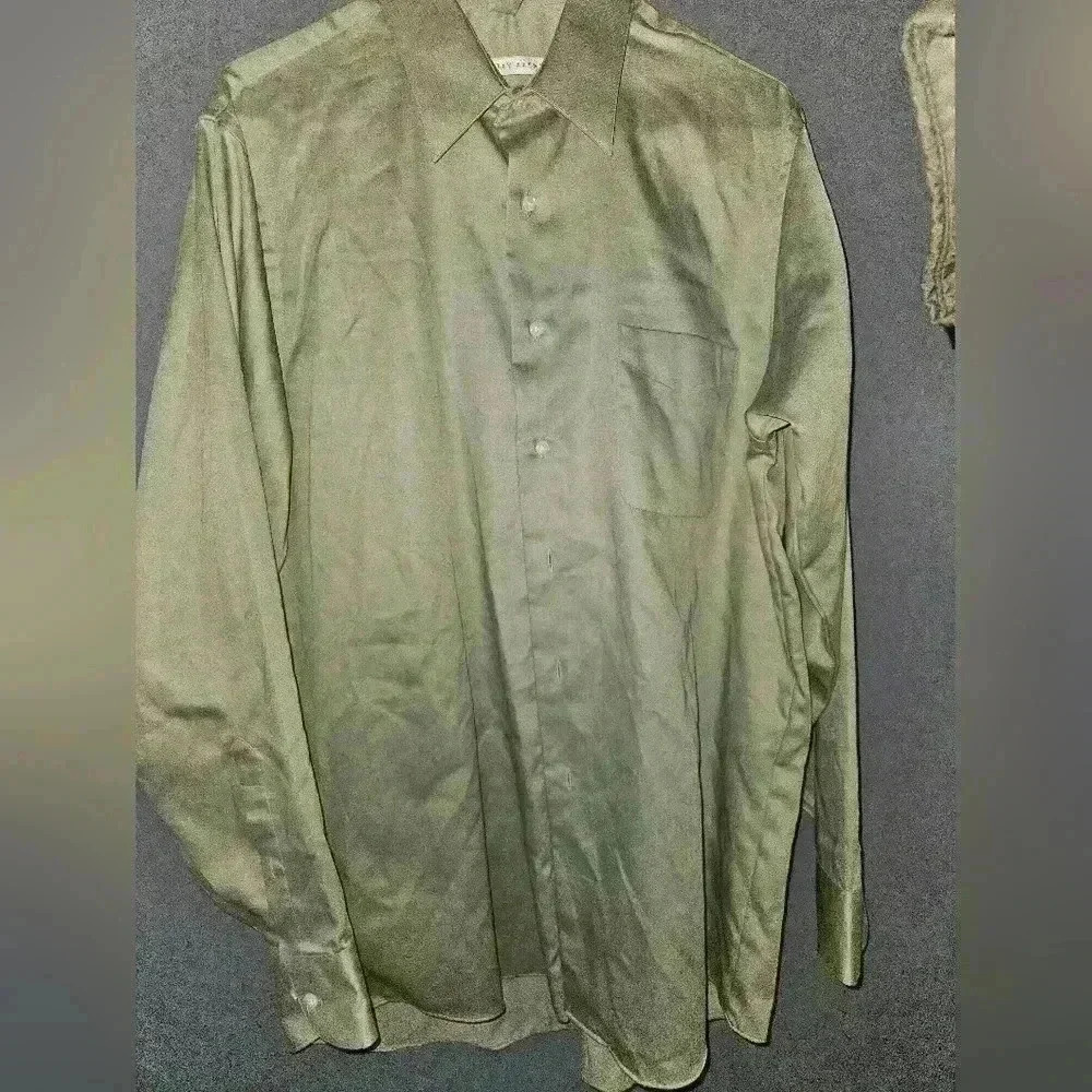 Geoffrey Beene Mens Long Sleeve Green Dress Shirt Size L